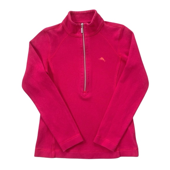 Tommy Bahama Tops - Tommy Bahama Aruba Half-Zip Pullover Sweatshirt Pink Dolphin Logo Size Small